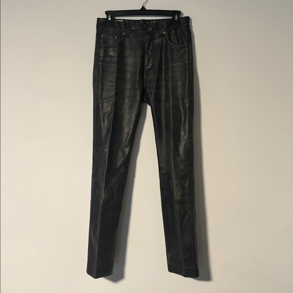 Men’s Pelle Studio Wilson Leather Experts Black Leather Trousers Sz 30